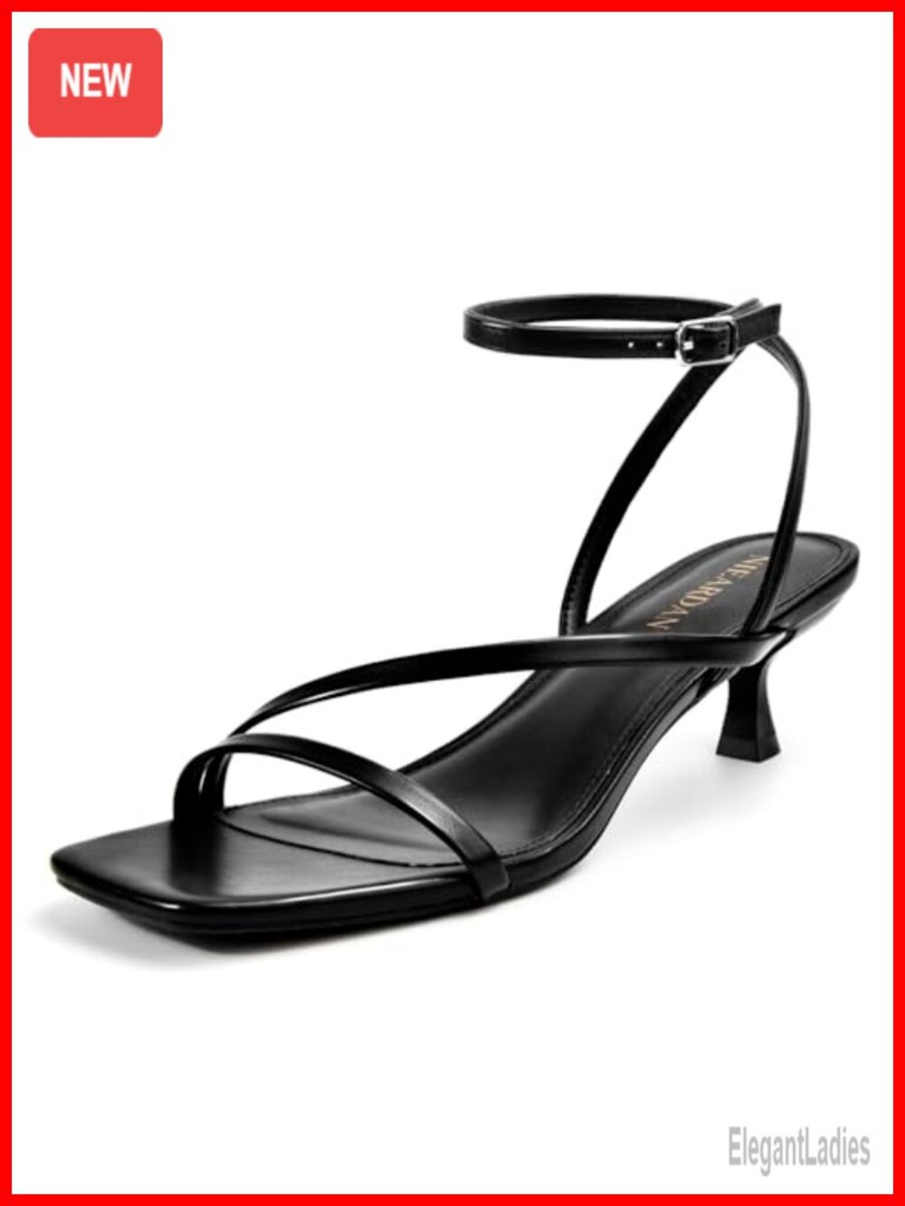 Women's Kitten Heel Sandals Square Open Toe Ankle Buckle Dress Sandals